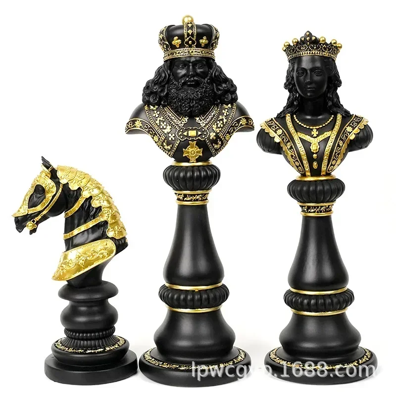 Resin New Chess Living Room Decoration Collection Statue of King Knight Queen Home Office Desktop Accessories Object Item