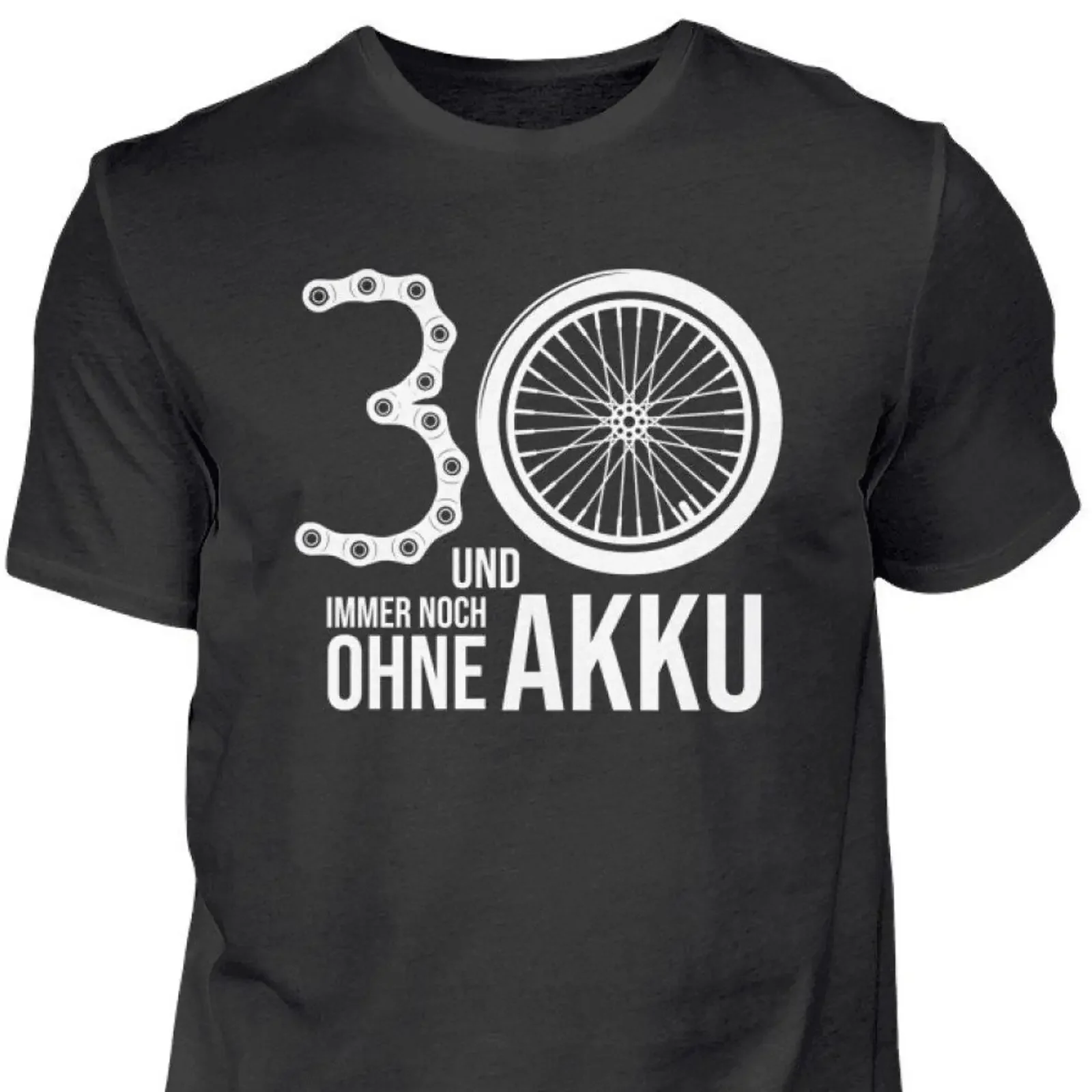 30 and still without a battery funny bike shirt witty cyclist birthday gift cotton T white vintage Washed Casual Breathable