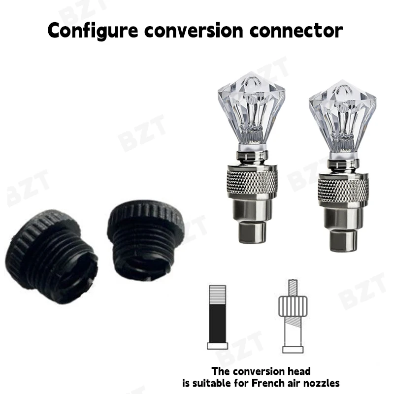 LED Luminous Tire Cap Waterproof Sealed Valve Light, Diamond Gem Night Riding Wheel Hub Warning Light for Electric Vehicles view 2