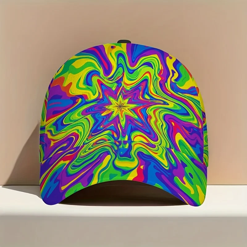 Vibrant Psychedelic Wave Design Classic Baseball Cap a Lightweight Adjustable Duckbill Hat Great for Everyday Use Offering