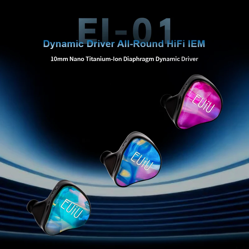 EUIU EI-01 Dynamic Driver All-Round HiFi IEM with 0.78mm 2-Pin Detachable Connector Design