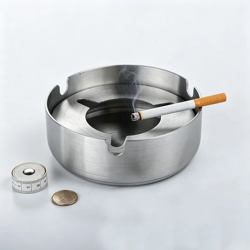 BOLTIFY Stainless Steel Round Ashtray Suitable For Use In Restaurants, Hotels, Bars, Offices And Home As A Tabletop Ashtray