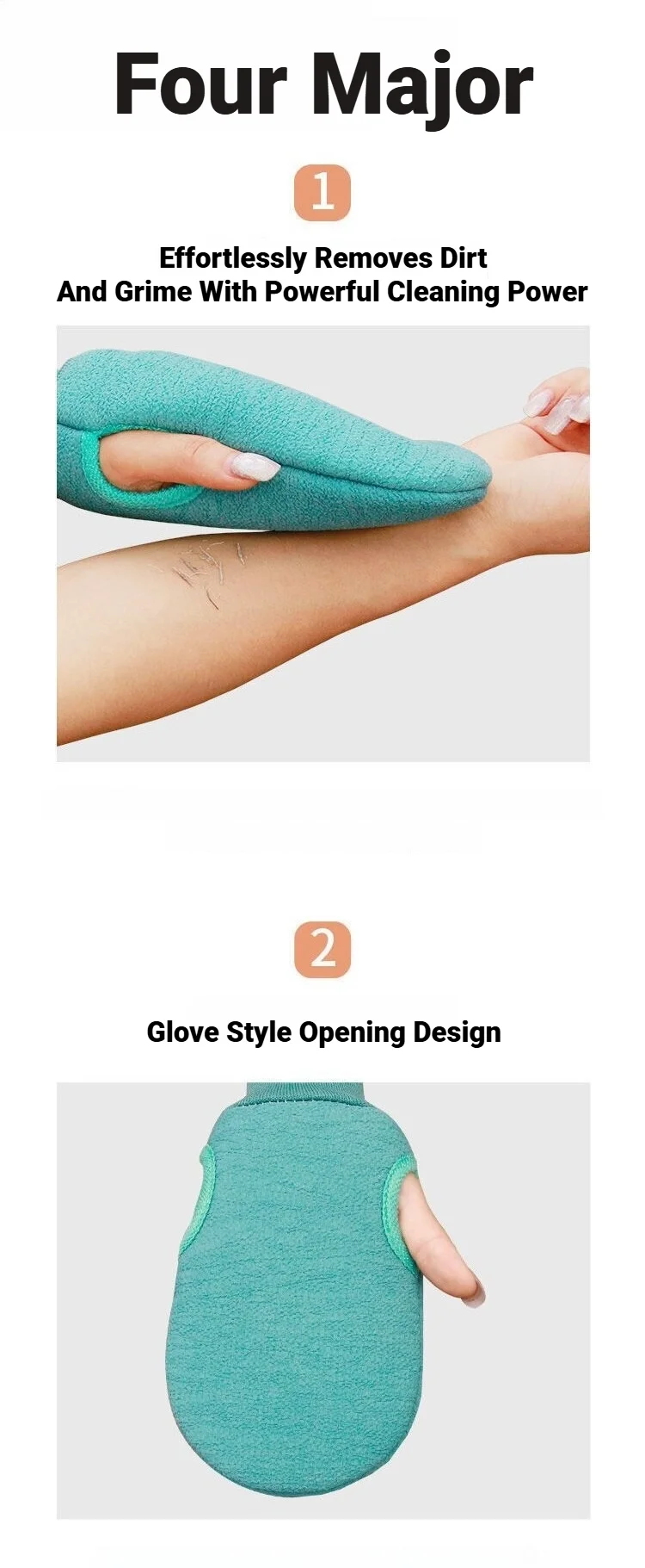 Peeling-Handschuhe zum Duschen, für Körpermassage, zur Entfernung abgestorbener Haut, Schaumreinigung, SPA-Badehandschuh, einfach zu verwenden. – Detail 3