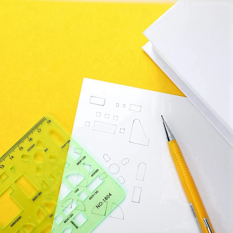 12 Pieces Plastic Measuring Templates Building Formwork Stencils Geometric Drawing Rulers For Office And School,Green-AC47