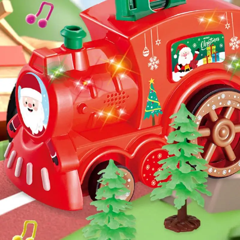 子供のためのドミノ列車ブロックセット,自動設置,クリスマス電気ゲーム,子供のおもちゃ,ライトと音楽