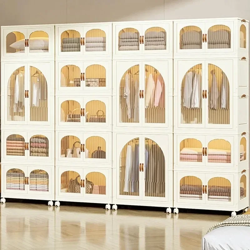 

Enlarged Wardrobe Open Closets Economical Assembly Bedroom Furniture Closet for Clothes with Storage Cabinets Organizing Bins