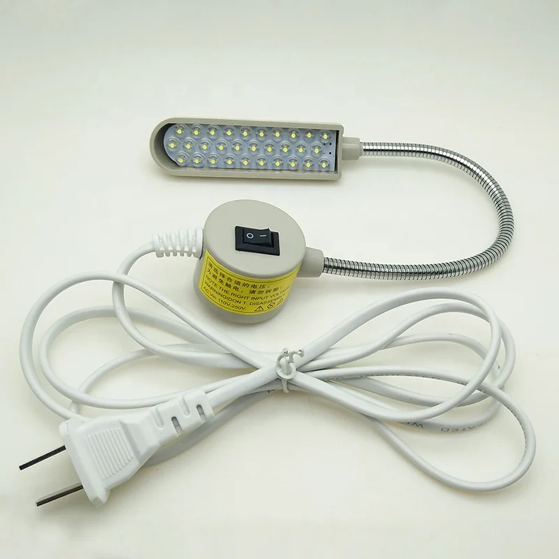 Luz LED para máquina de coser, Base de montaje magnética, lámpara de cuello de cisne de trabajo, enchufe UE/EE. UU. de 110-265V para tornos, prensas de taladro, bancos de trabajo