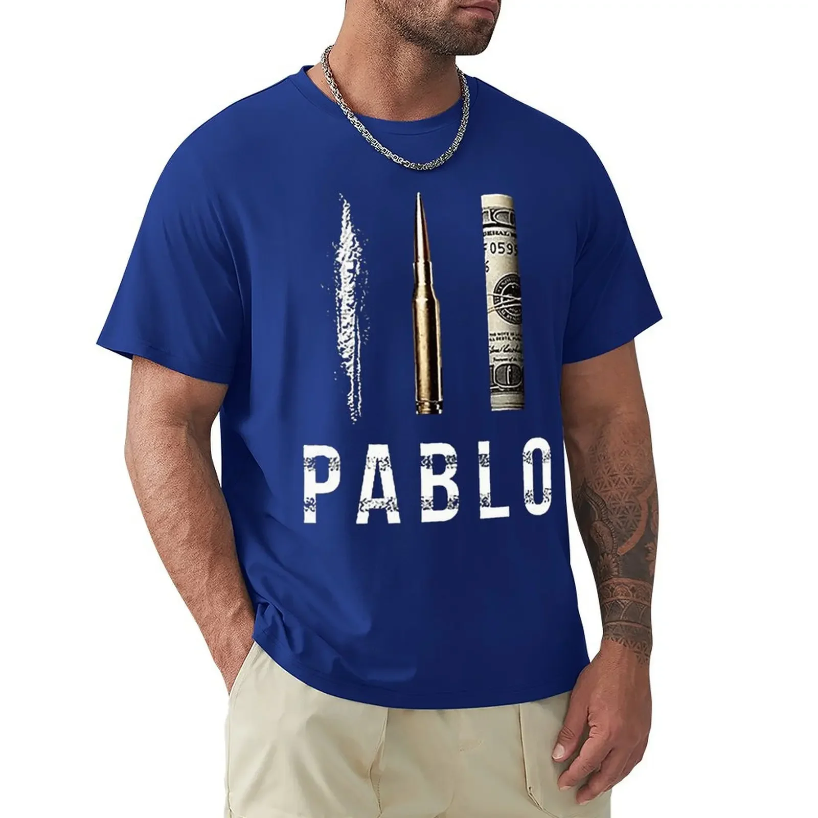 Camiseta de algodón de manga corta para hombre, ropa informal holgada de gran tamaño, con estampado de dinero de diseño,