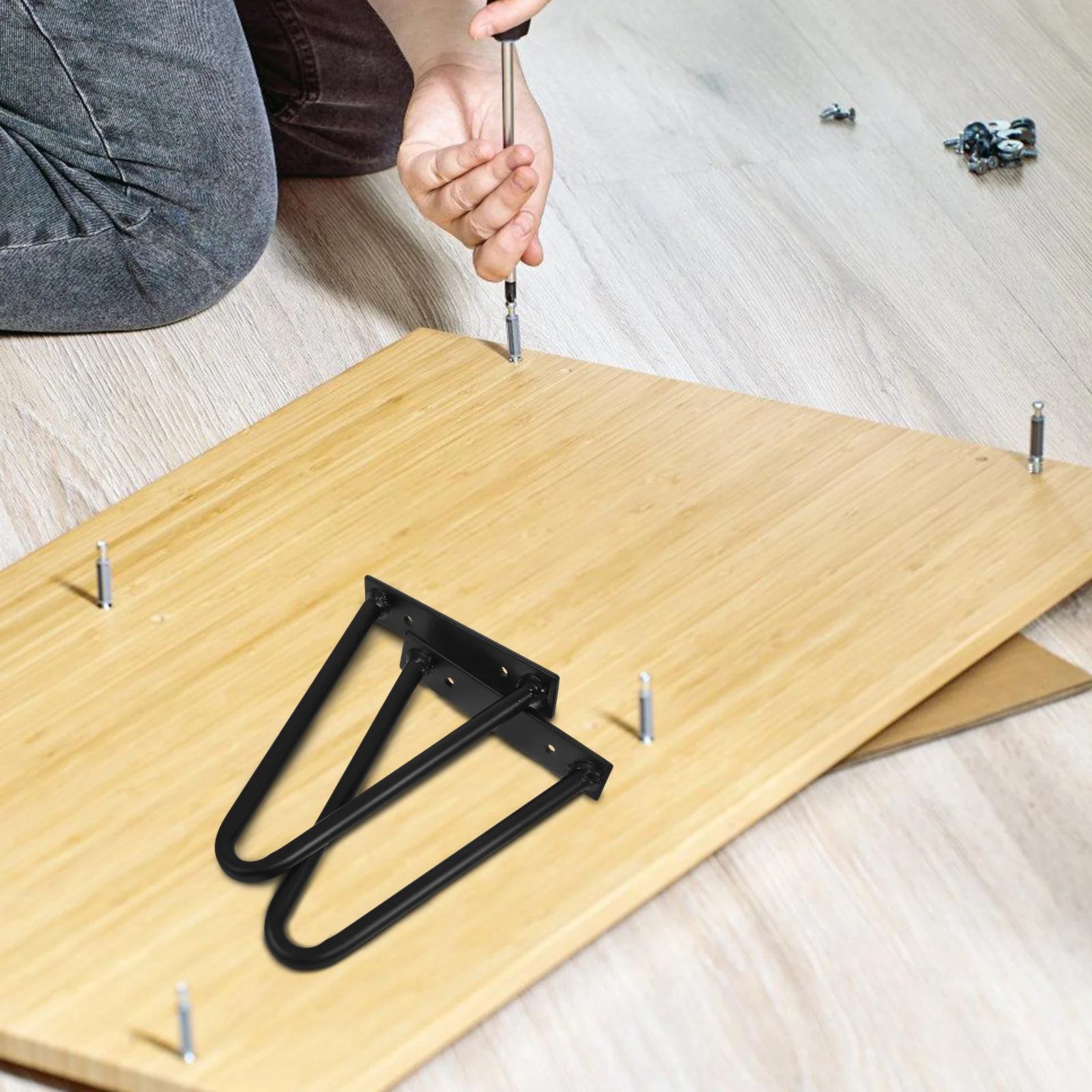 2 قطعة أرجل الطاولة البديلة مادة حديدية شديدة التحمل لطاولة القهوة المكتبية أرجل قطع الأثاث المحمولة القوية التصميم الحديث #3