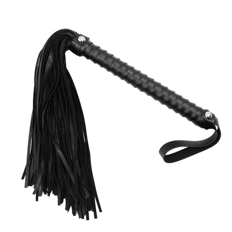 SM Leather Short Nail Black Belted Sexy Fun Whip Flirting Fantasy Sex Toys Fetish Hand Paddle Kinky Restraint Bondage