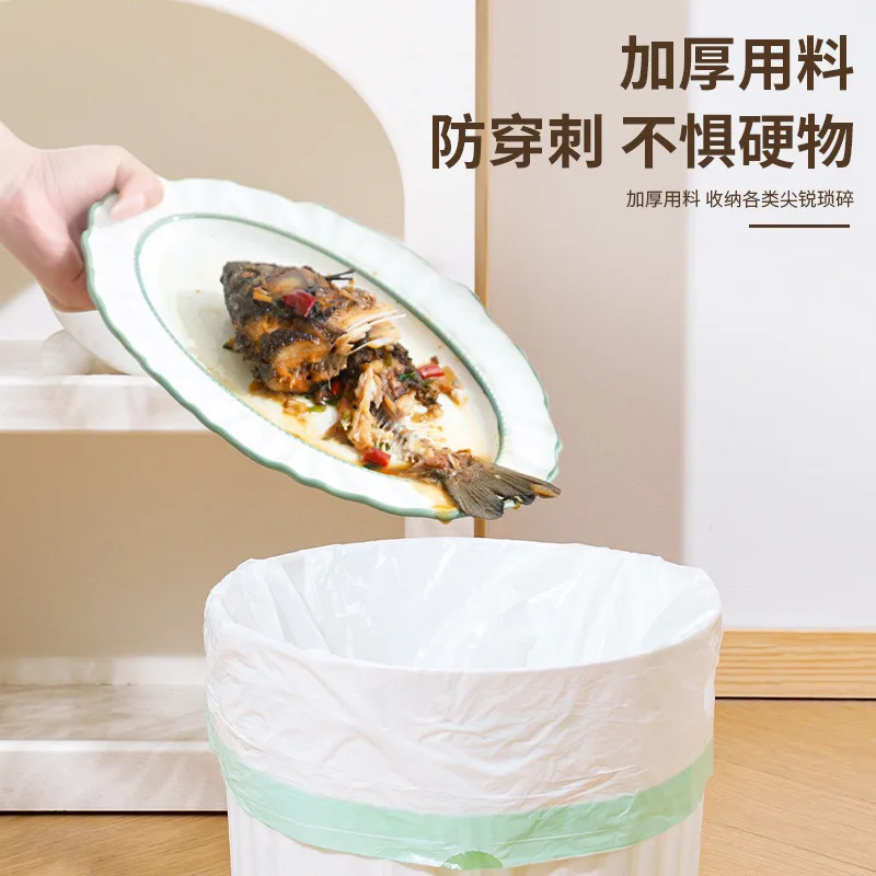 Custom Tear-Cartoon Print Drawstring Trash Bags Kitchen Household Handheld Thickened Automatic Closure Large Roll Plastic B