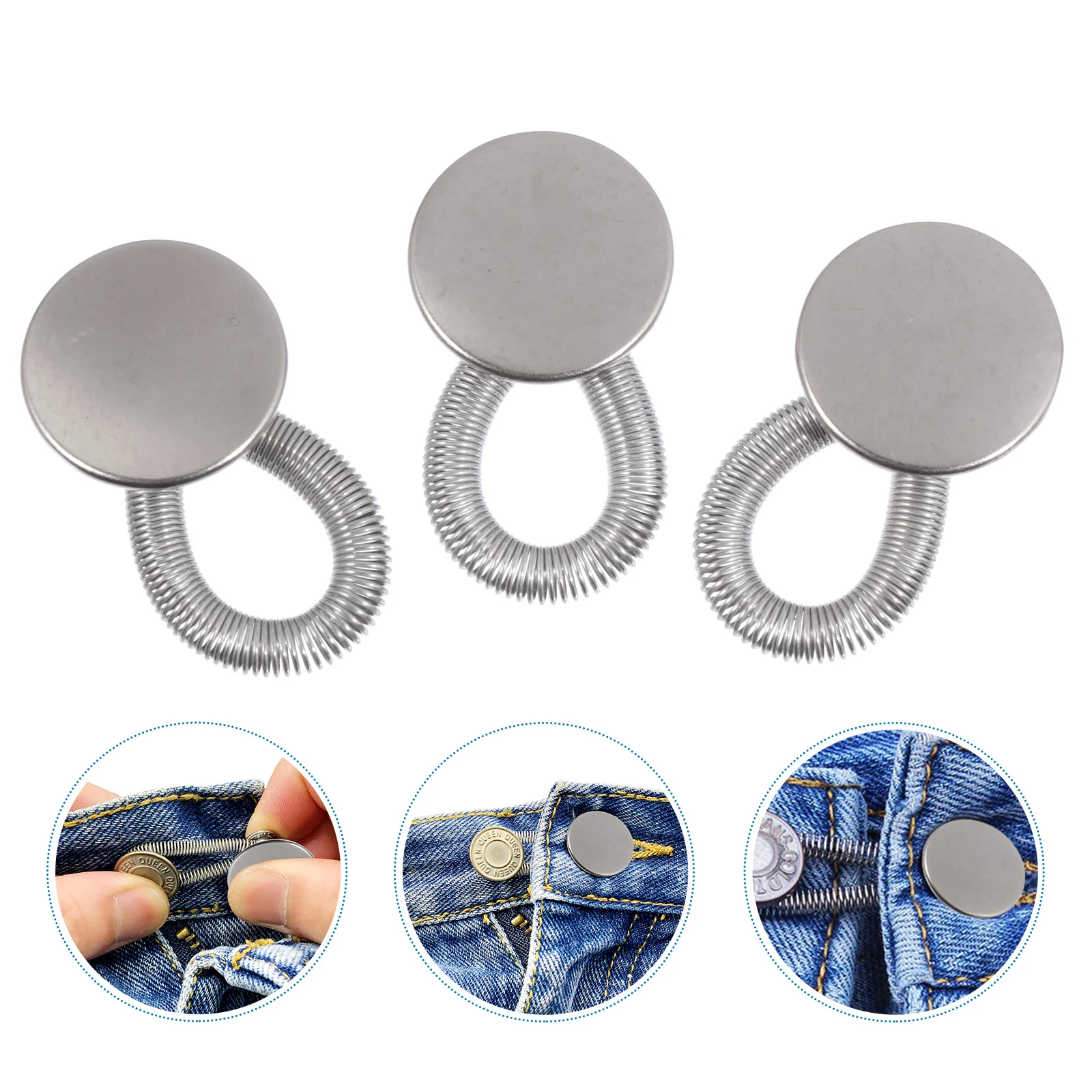 

20 pcs Alloy Button Elastic Spring Waistband Extender Reusable Durable Anti Corrosion For Jeans Pregnancy Pants Regular Pants