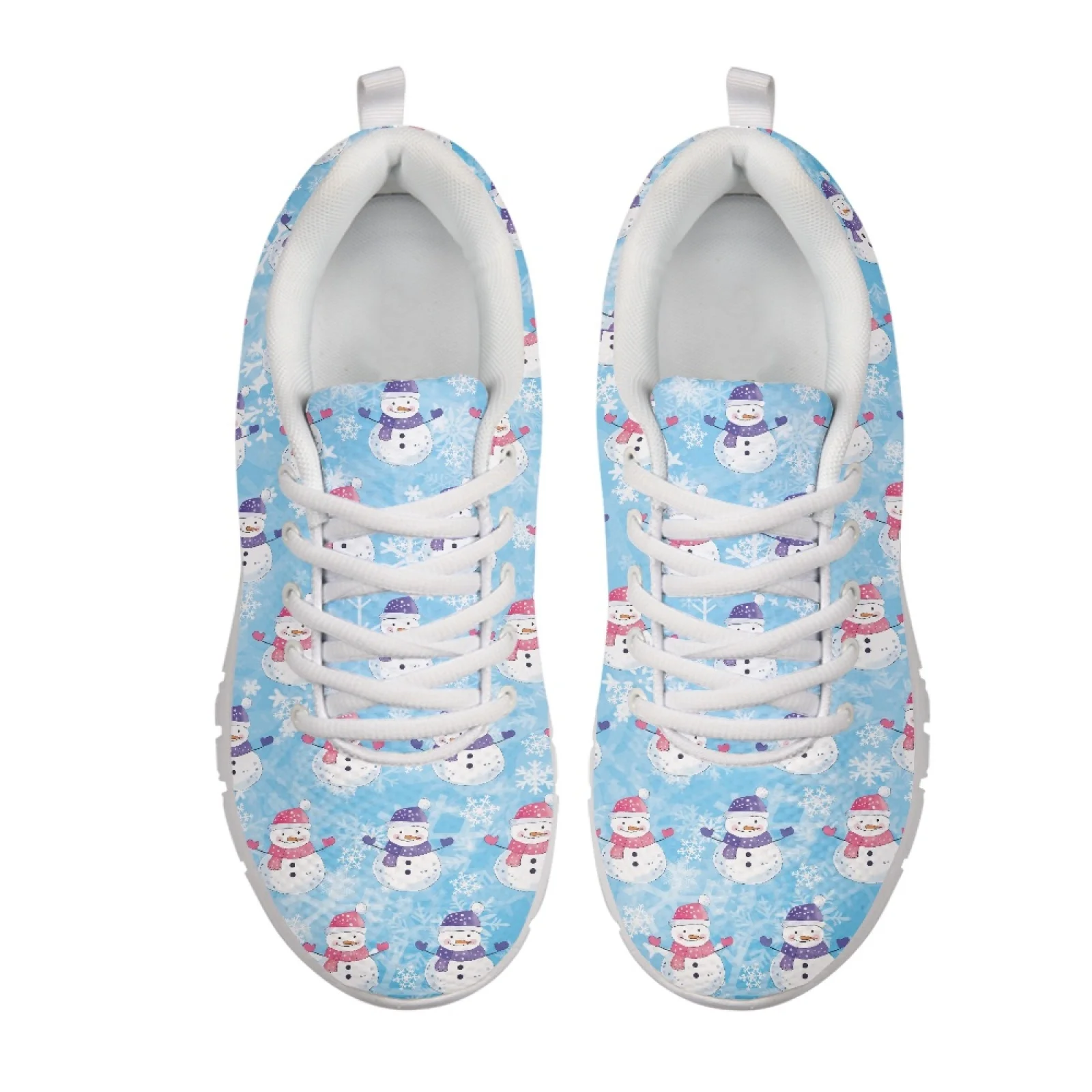 Coloranimal Snowman Snowflake Walking Footwear Sports Shoe for Men Breathable Fashion Sneakers