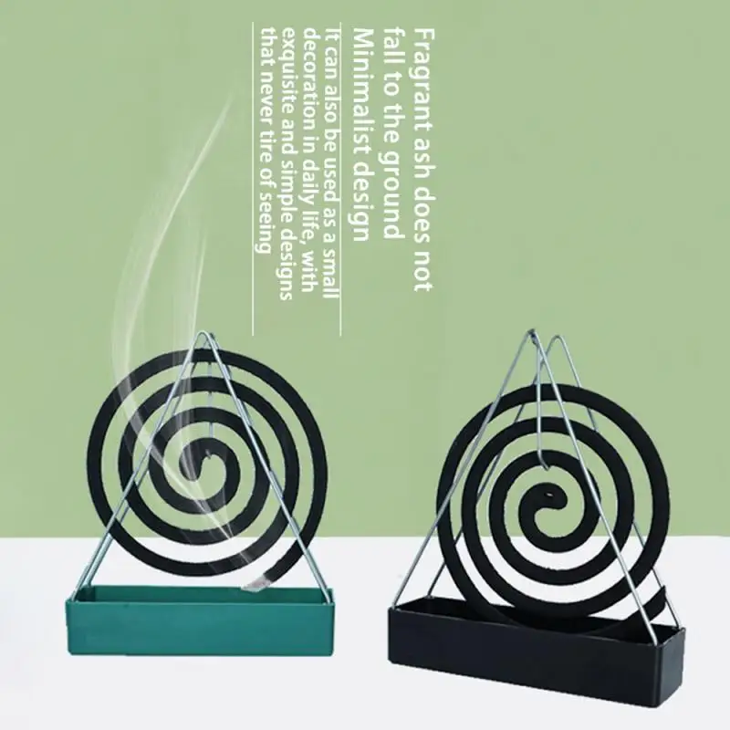 2024 Mosquito Coil Holder With Tray Creative Wrought Iron Triangular Shape Mosquito Repellent Incense Rack Home Decor Tool