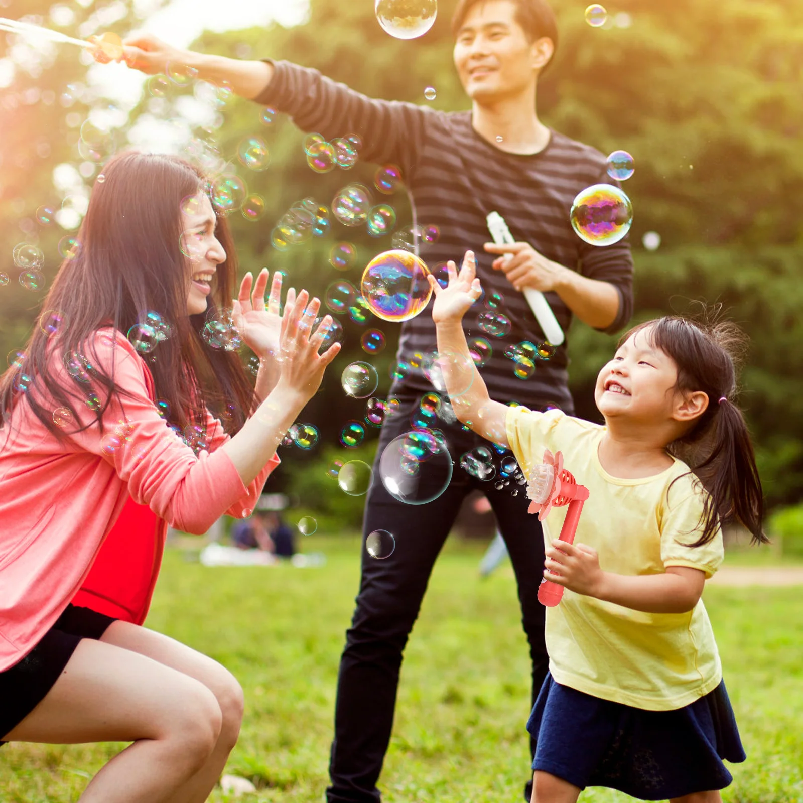 Sunflower-Shaped Bubble Machine Automatic Electric Bubble Blower Multi-Holes Kids Outdoor Indoor Party Gift