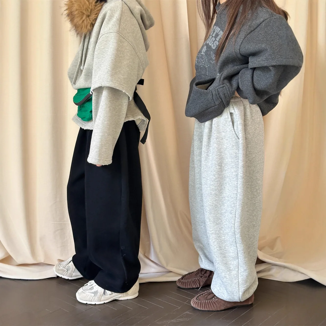 Boys' Versatile Warm Alpaca Wool Casual Pants Trendy Children's Plush Thick Sanitary Pants