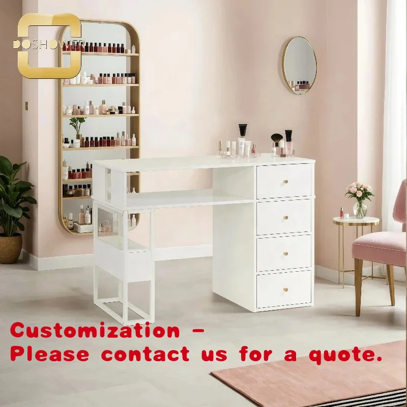 

Маникюрный стол Customized.White из белого мрамора с легкоочищаемой поверхностью, 4 ящиками, для роскошного маникюра и ухода за ногтями