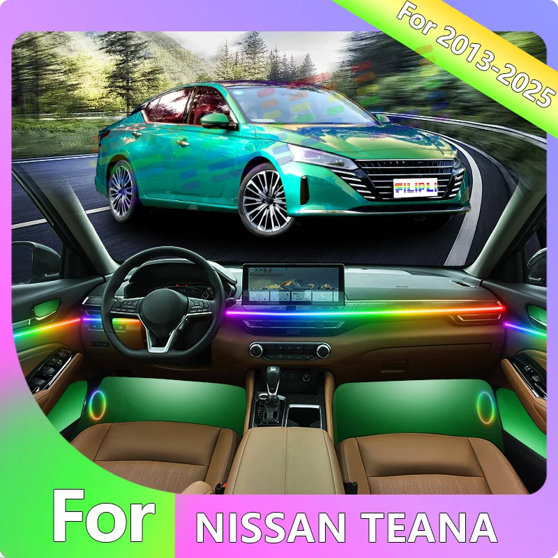 

FILIPLI For The NISSAN TEANA For 2024 Multi Color RGB Car Ambient Light Strip Waterproof Easy Install LED Interior Mood Light