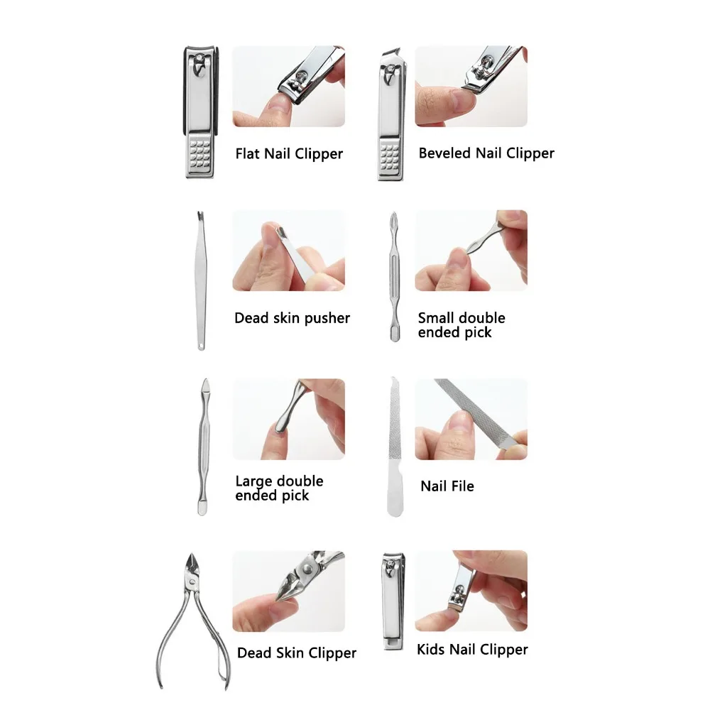 

26Pcs Durable Stainless Steel Nail Clipper Set Sharp Black Manicure Set Portable Nail Care Kit Home Use