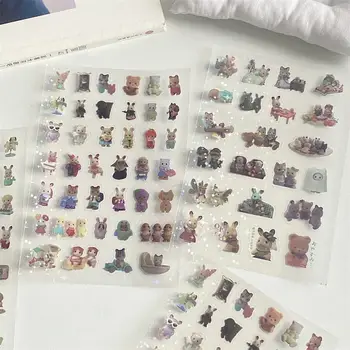 6/8/10 日系復古可愛卡通森林動物貼紙 PET 美學閃光膜 DIY 貼紙 日記本 剪貼簿 手機殼貼花 10 最佳銷售 日本貼紙 - №9
