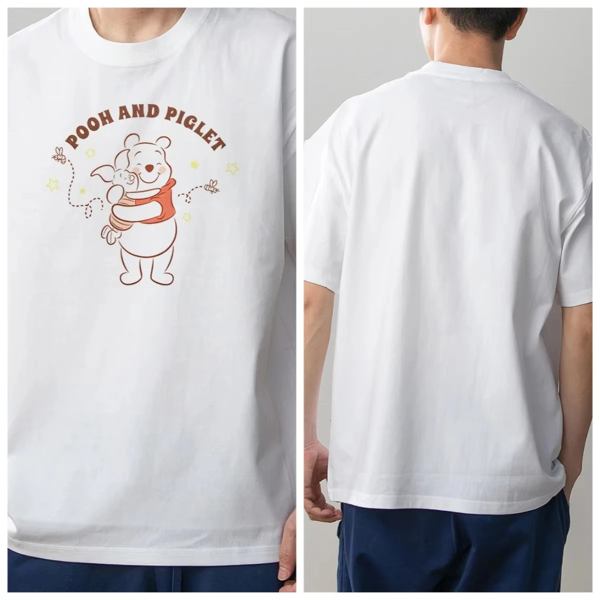 

Winnie The Pooh Print Summer Couple Wear Cotton Short-sleeved T-shirt Men and Women Cartoon Animation