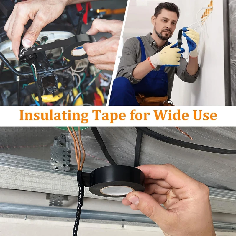 1/3/6Rolls Pita Isolasi Listrik Tahan Air Perekat Kuat Tahan Lama Mudah Dipakai Pita Listrik Tahan Suhu Tinggi Karet Vinil 33ft