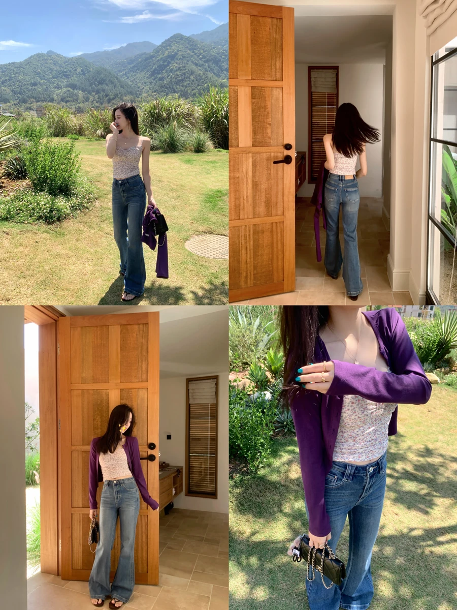 

Women's High Waist Straight Leg Jeans Flared Pants Four-Sided Elastic Cloud Sensation Floor-Length Bootcut Denim Trousers