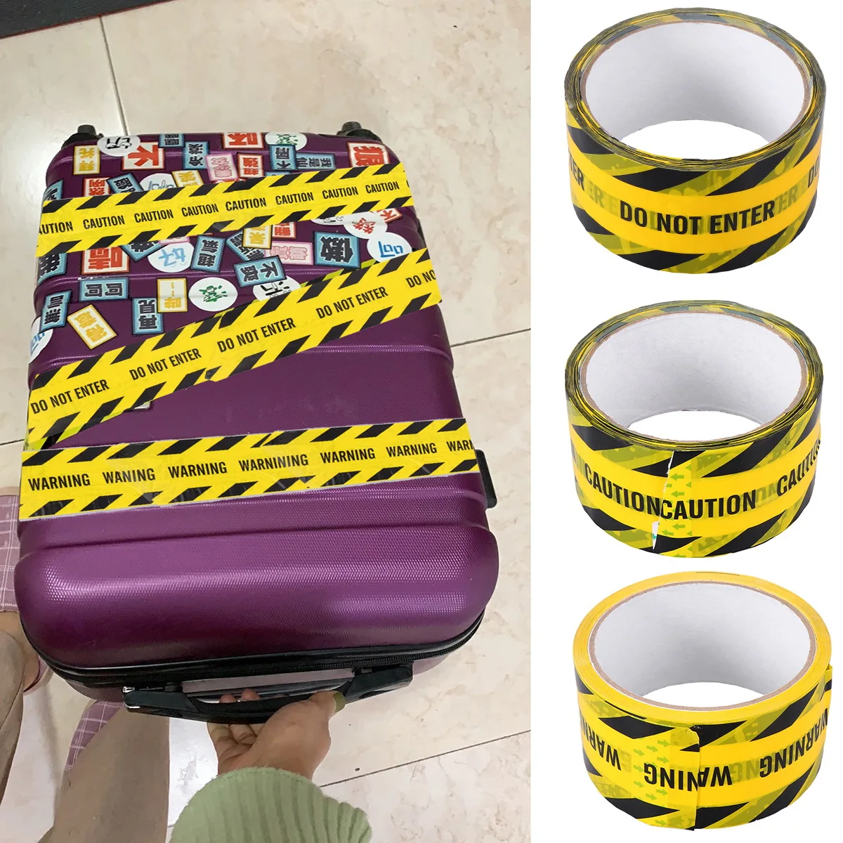 

1 Roll Yellow Black Warning Tape Industrial Strength Safety Stripes Road Works Construction Slippery Areas Walls Floors Barrier