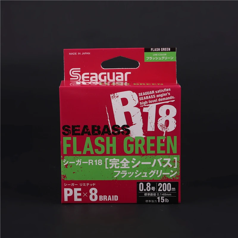 100% 오리지널 브랜드 Seaguar Seabass Pe X8 8 가닥 꼰 낚싯줄 11LB-35LB 150m 200m 녹색, 일본제