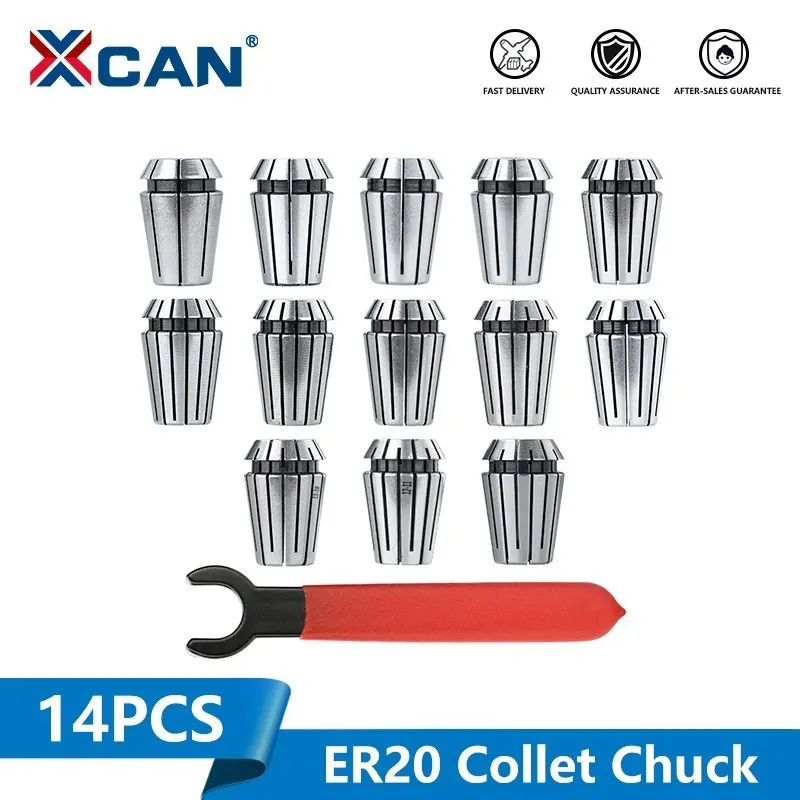 

XCAN ER Collet Chuck Set with Wrench 14pcs ER20 1-13mm Spring Chuck Clamps For CNC Milling Lathe Tool Holder