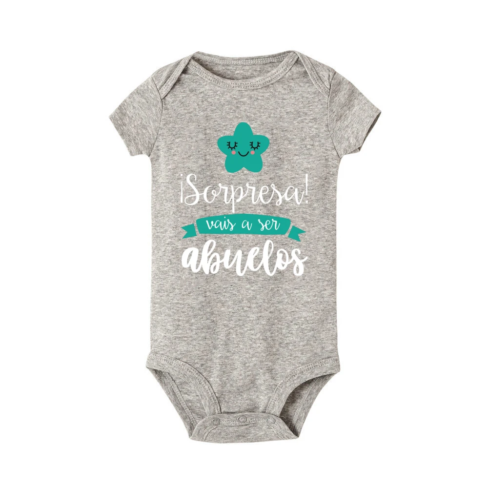 Surprise That You Will Become Grandparents Baby Romper Boy Girl Print Bodysuit Short Sleeve Jumpsuits Summer Infant Clothing