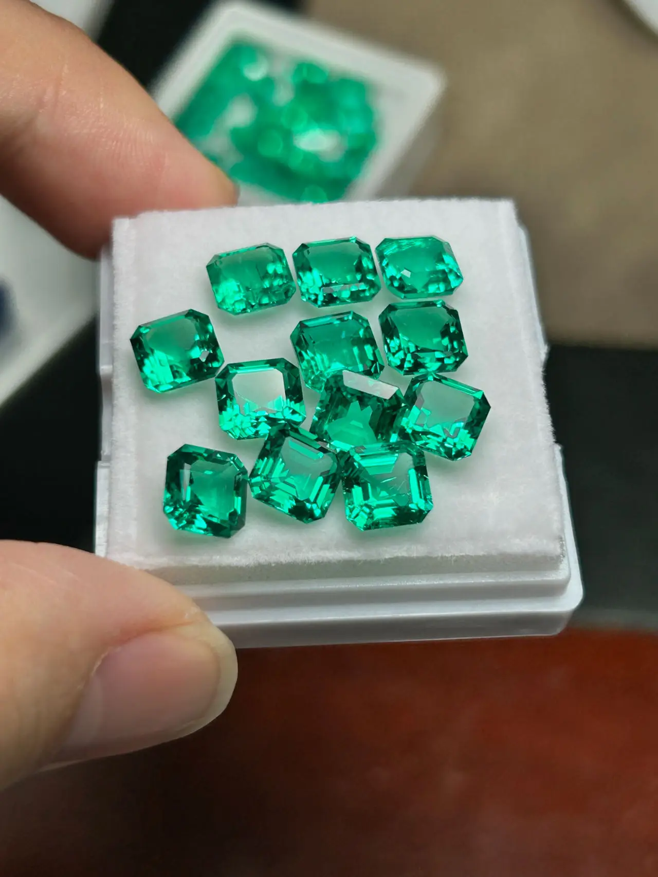 Lab Created Green Columbian Emerald Stone 8x8mm Asscher Cut Loose Gemstones