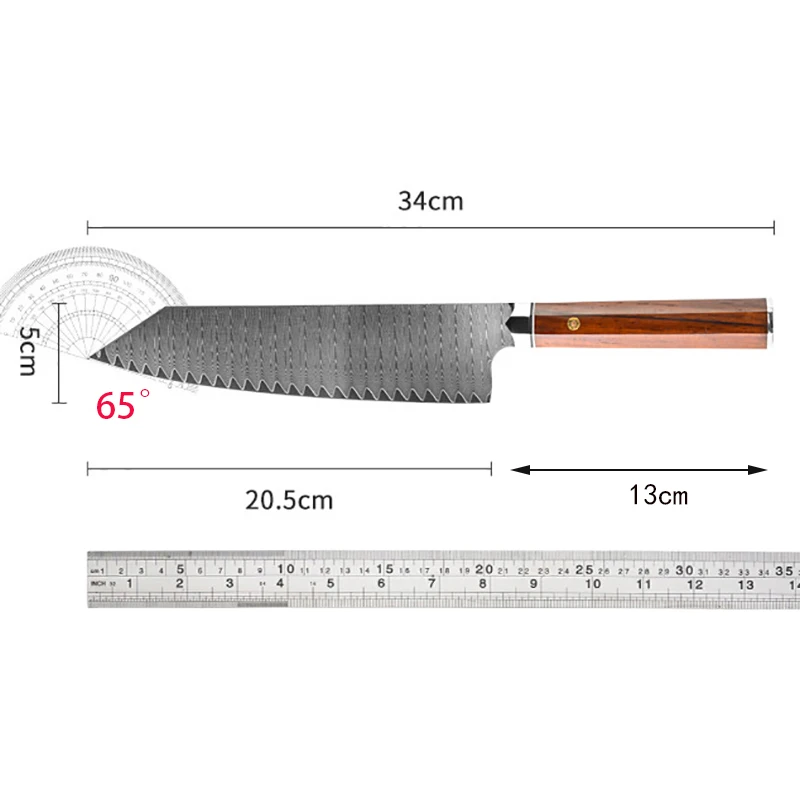 8 Inch Kiritsuke Knife 73 Layers Damascus Steel Blade Sharp Chefs Cleaver Meat Slicing Vegetables Kitchen Knives Rosewood Handle