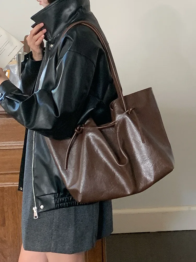 

CGCBAG Designer Luxury Tote Bags For Women Simple Solid Lage Capacity Female Shoulder Bag High Quality Leather Ladies HandBags