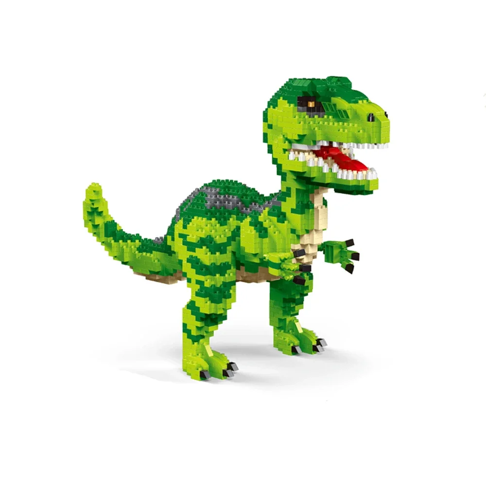 Knew-Built Deluxe Micro Mini Blocos de Construção, Dinossauro Tyrannosaurus Rex Velociraptor Modelos, Desktop Decor, Adulto Puzzle Brinquedos