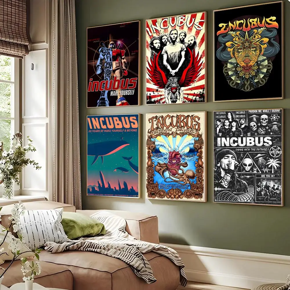 Incubus Band Alternative Rock Poster Sticky Wall Art Waterproof Home Living Bed Room Aesthetic Decor