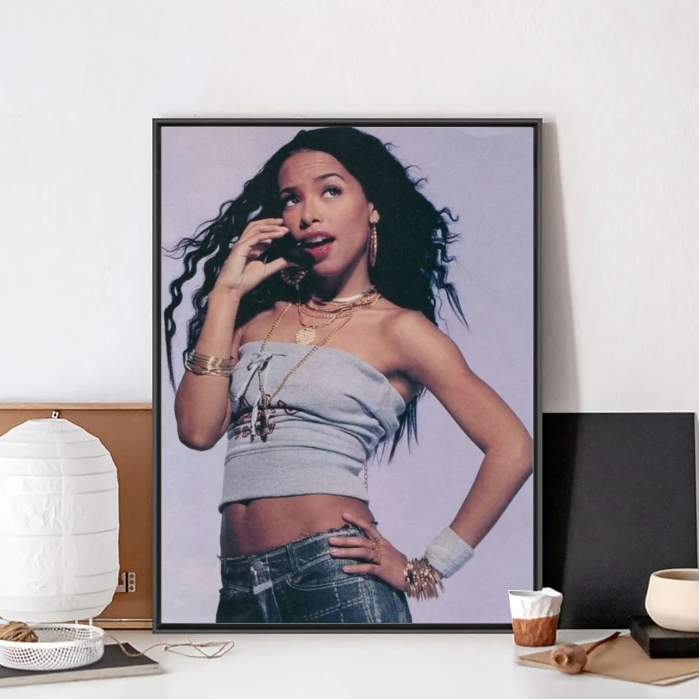 Singer Aaliyah Actress Poster No Framed Poster Kraft Club Bar Paper Vintage Poster Wall Art Painting Bedroom Study Stickers