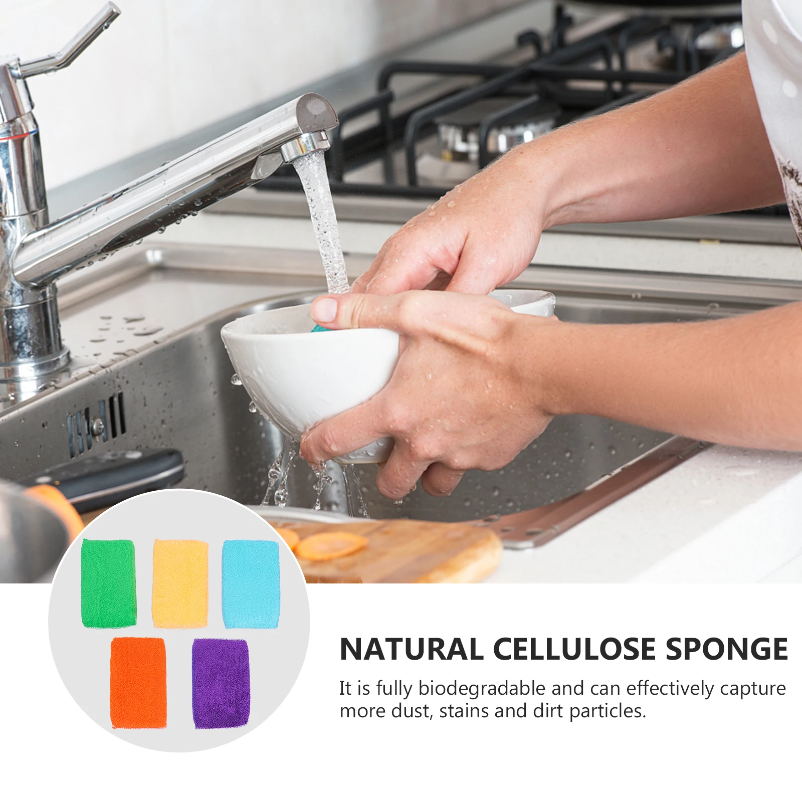 

10pcs Dishwashing Sponges Regenerated Fiber Durable Cleaning Scrubber Strong Decontamination Water Absorption Kitchen Tool