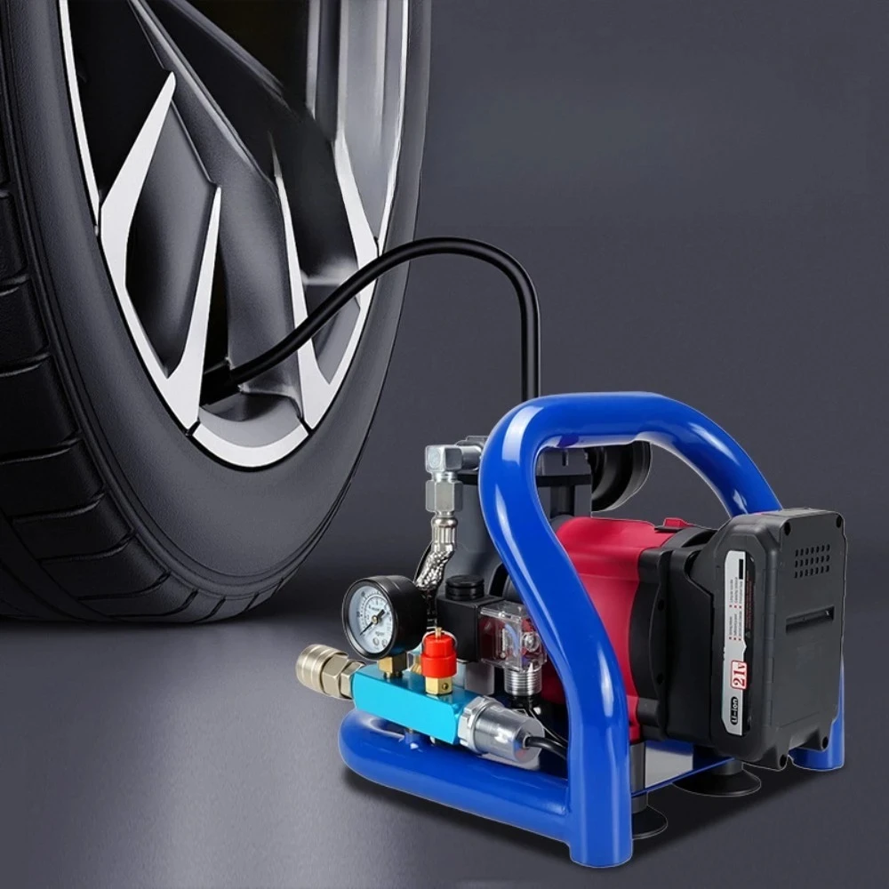 21V Lithium Battery Air Pump Portable Rechargeable Air Compressor Compatible with Makita 18‑21V Battery
