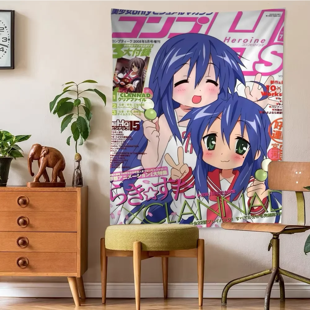 Lucky Star Tapestry Konata Izumi Hatsune Miku Cosplay Anime Wall Hanging Room Decor for Fans Bedroom Dorm Home Background Cloth