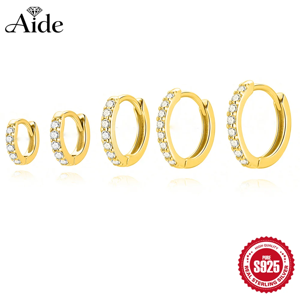 

AIDE 925 Sterling Silver Hot Selling Round Multi Size Zircon Personalized Trendy Ear Hoop Jewelry In Europe and America