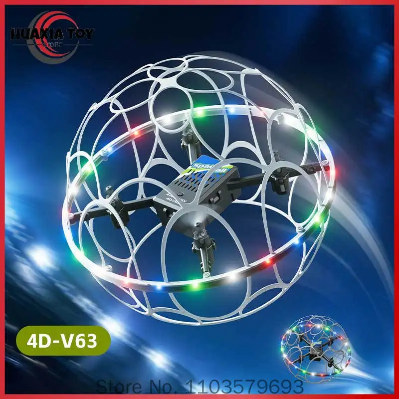 V63 Quadcopter Drone Soccer Shaped Flying Aircraft Rgb Led Lights Full Spherical Protection For Competition Indoor Outdoor