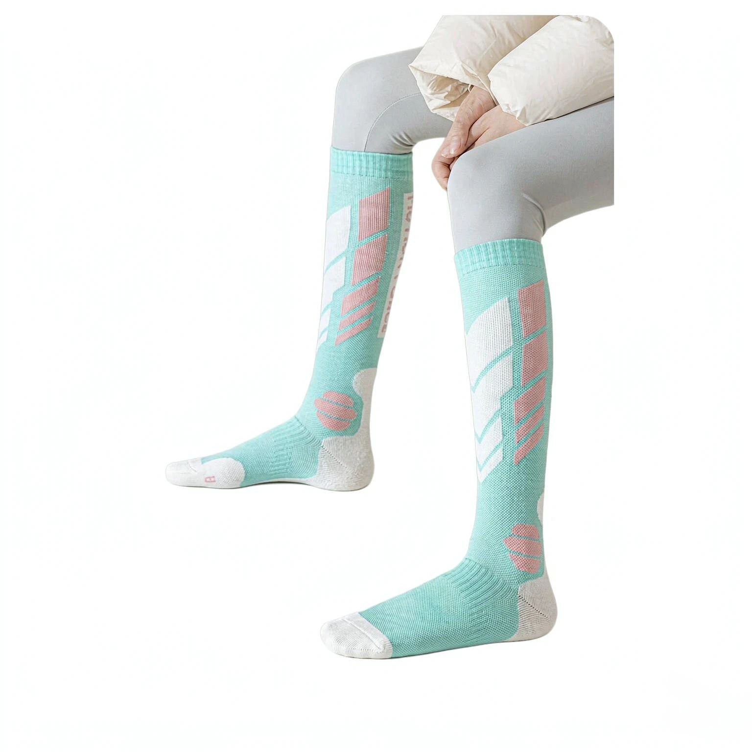 1 Pair Women's Winter Thick Ski Socks, Knee High Thermal Long Socks for Snowboard, Hiking, Running & Yoga