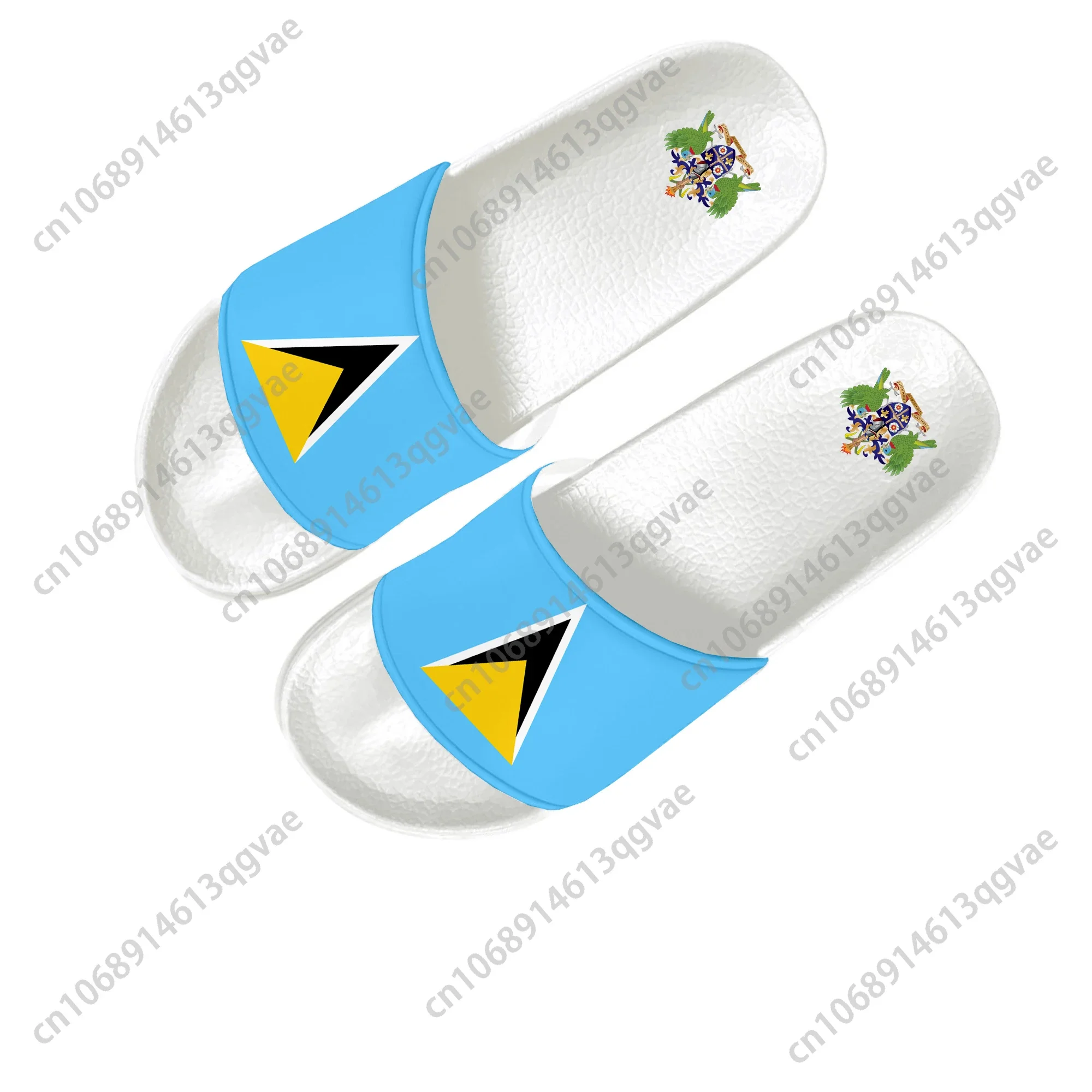 Saint Lucia Flag Slippers Home Water Shoes Men Women Teenagers Saint Lucia Beach Pool Sandals Custom Summer Slipper