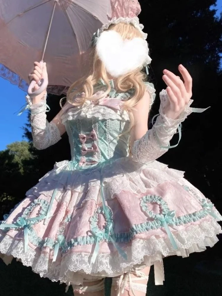 

Sweet Lolita Strap Dress Japanese Cosplay Clothing Y2K Bow Decoration Party Girls Kawaii Dress Kawaii Afternoon Tea Daily Wear