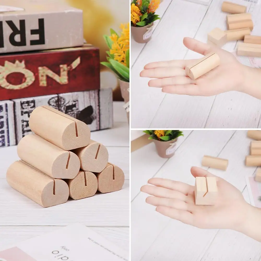 

Crafts Retro Natural Wood Wedding Supplies Round Shape Base Paper Clamp Photos Clips Picture Frame Clamps Stand Place Card