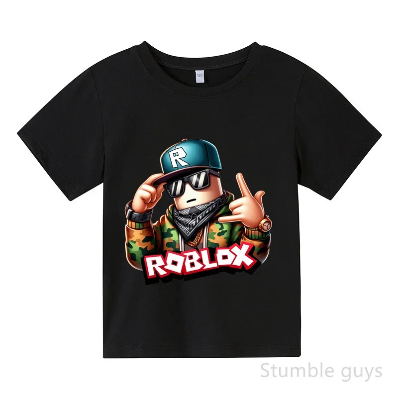 

Летняя детская модная футболка с героями мультфильмов Roblox, одежда для мальчиков и девочек