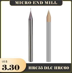 HRC60 HRC55 Micro Carbide End Mill 2 Flutes 0.2-0.9mm TiAIN Micro Flat 4mm Shank Milling Cutter Mirco Carbide CNC Engraving Bit