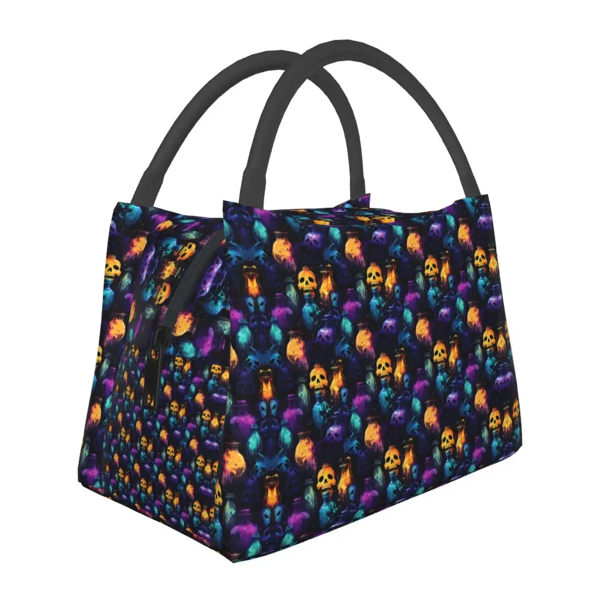 Halloween Night Haunted Mansion Lunch Bag Pumpkin Haunted House Portable Insulated Lunch Box Office Graphic Design Cooler Bag