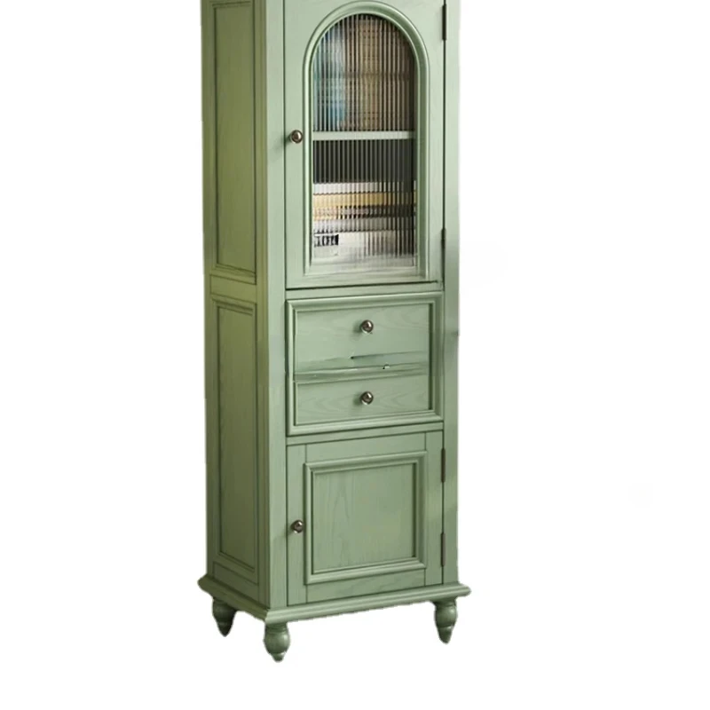 Solid Wood Arch Wine Cabinet Small Apartment High Cabinet Locker Side Cabinet Integrated Wall